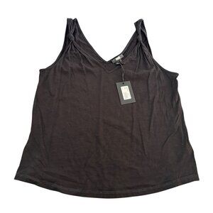 Paige Rylen Knot Shoulder Sleeveless Top Women's Black Cotton Blend, Size L NWT